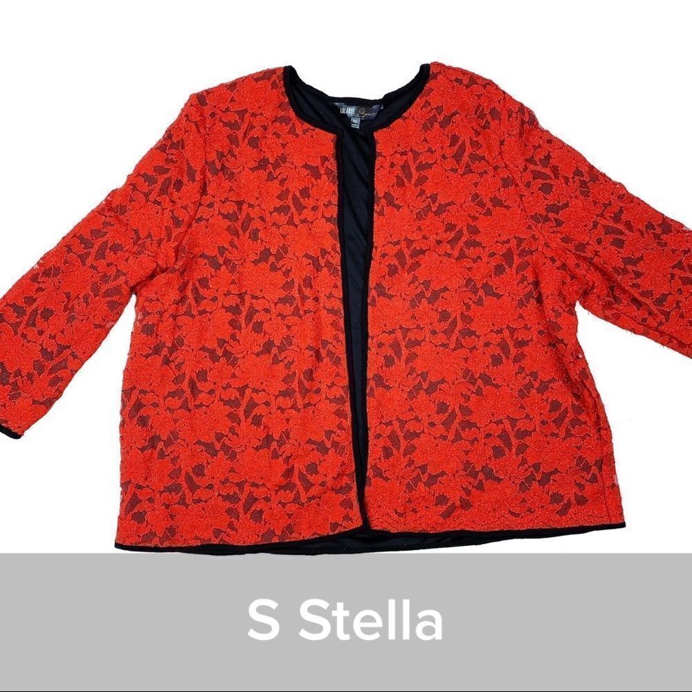 Lularoe Stella Bolero Jacket Red Lace - Size Small